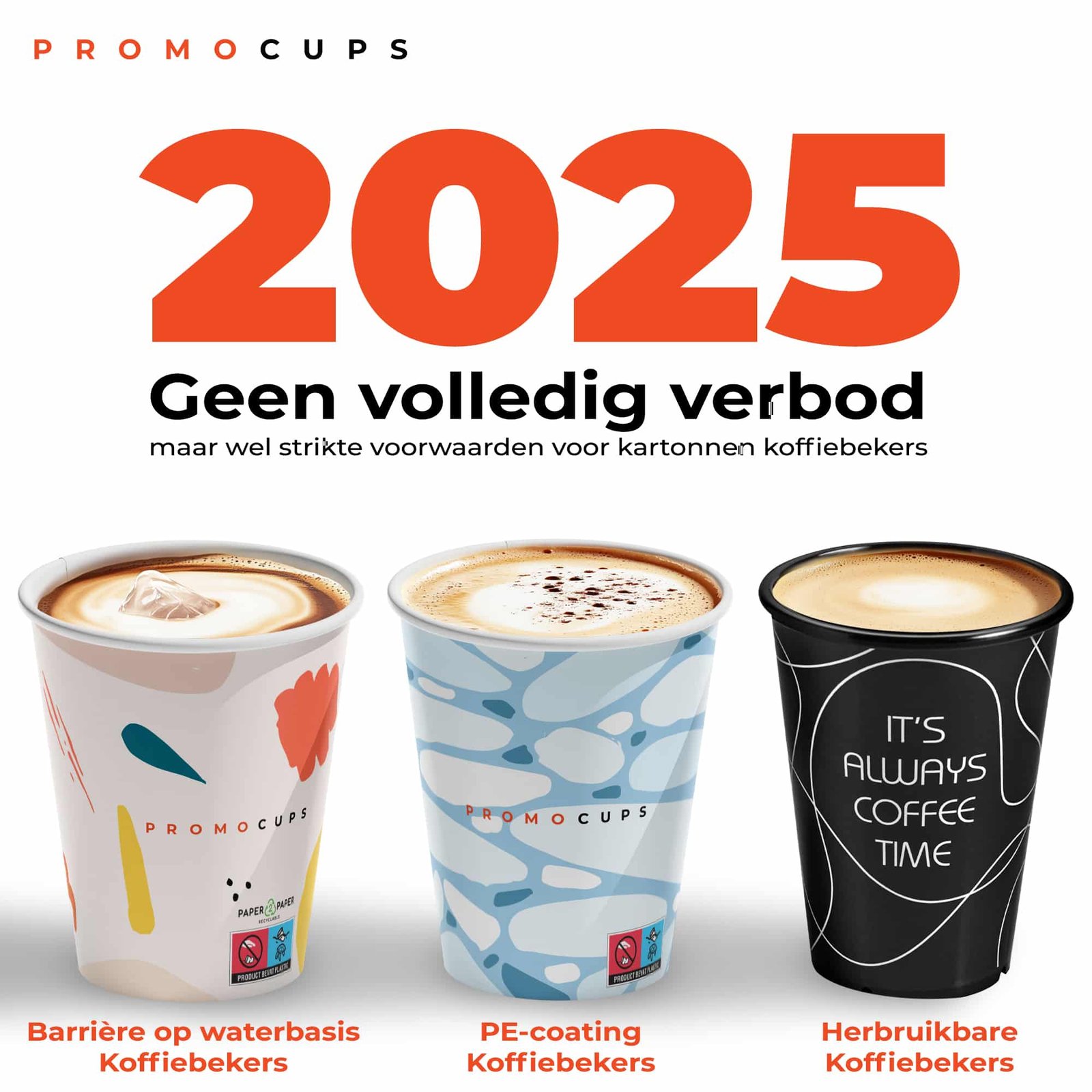 Geen volledig verbod, maar wel strikte voorwaarden voor kartonnen koffiebekers