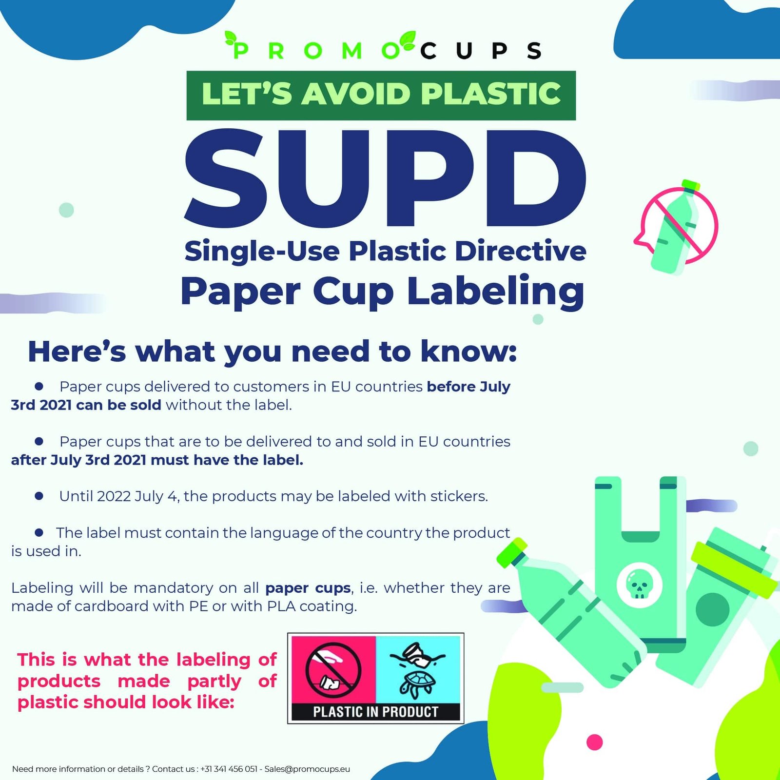 SUPD – label op kartonnen bekers met een plastic coating